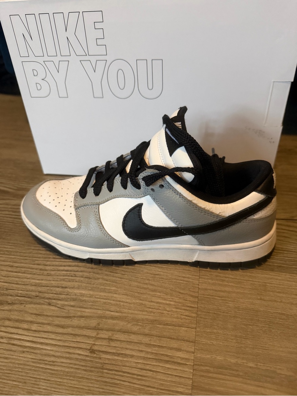 Nike Dunk Low "By You" Custom Smooth Leather Grey/Black/White Women’s Size 9